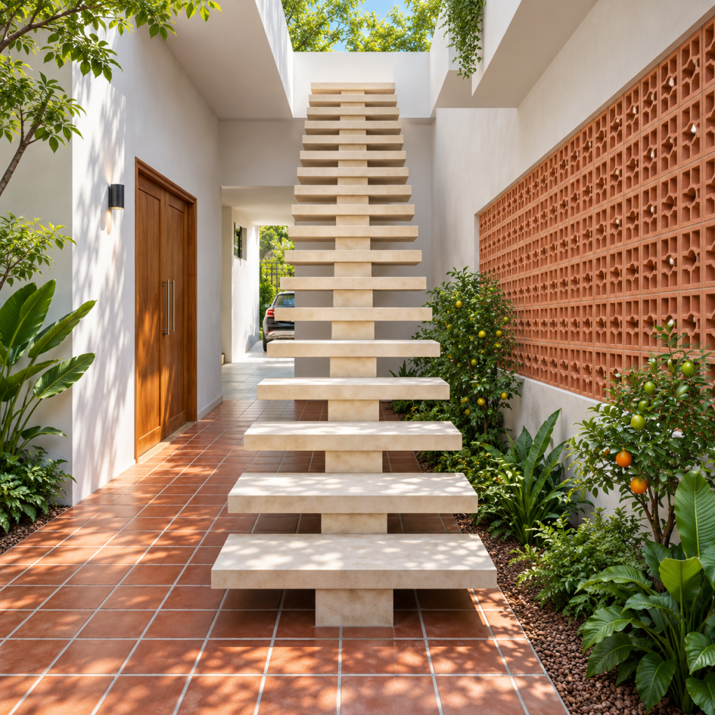 Escada reta pré-moldada em concreto Lord das Escadas